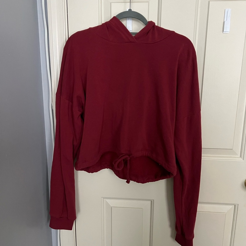 Soft Red Cropped Hoodie